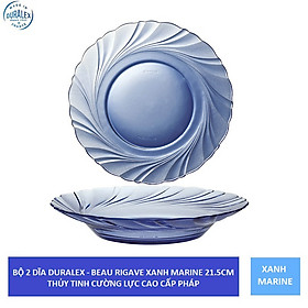 {Hàng chính hãng} Bộ 2 dĩa Duralex - Beau Rigave 21,5cm Thủy tinh cường lực cao cấp Pháp