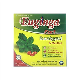 Viên ho dầu Euginga Fort PV Hộp 100 viên - Giảm ho do cảm lạnh, ho khan, ho có đờm, ho kéo dài gây đau rát cổ họng