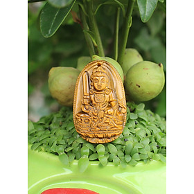 Mặt Dây chuyền Phật Bản Mệnh tuổi Mão, Mệnh Kim, Phật Văn Thù Bồ Tát, Đá Mắt hổ, Cỡ nhỏ AKO1
