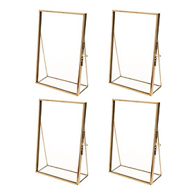 4 Pieces Modern Wall Hanging Hexagon Glass Displaying Photo Frame Gold
