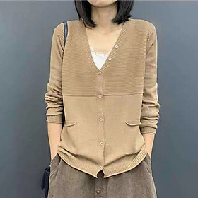 Hình ảnh Áo cardigan len nữ phối khuy phong cách trẻ, chất len mềm mịn thời trang thu đông