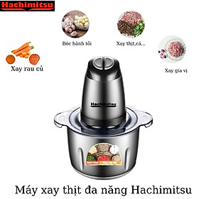 Mua Máy Xay Thịt Đa Năng  Bóc Hành Tỏi- 2 Lưỡi Dao Kép  Cối Inox 304  2L- Hachimitsu HC-510-Hàng Chính Hãng
