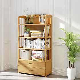 Tủ để sách bằng gỗ tre chống mỗi mọt, giá để sách đa năng 5-6 tầng 80cm TUR061-2