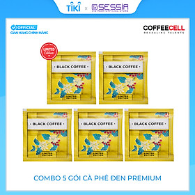 Combo 5 gói Cà phê đen Premium với Nhân sâm trắng thượng hạng - COFFEECELL