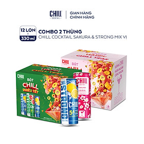 Combo 2 thùng Chill Cocktail Sakura & Strong mix 12 lon x 330ml