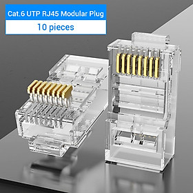 Vention IDDR0-10 Cat.6 Network Connector RJ45 Modular Plug Gold-plated Contacts PC Material Cat.6 UTP 10 Pieces