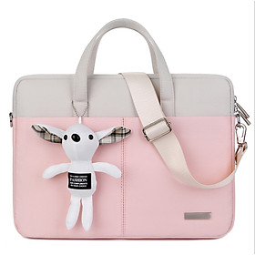 Túi xách, cặp xách chống sốc, túi đeo chéo túi laptop túi công sở nữ đeo chéo kèm gấu cute - Hàng chính hãng