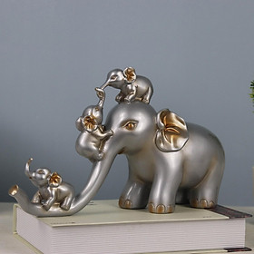 Elephant Figurine Resin Carving Animal Statue Sculpture Shelf Decor