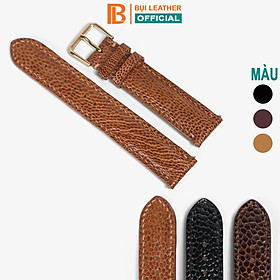 Dây đồng hồ nam da đà điểu Bụi Leather D104 - Da thật khâu tay thủ công cao cấp - Bảo hành 12 tháng - Nâu nhạt - 18mm