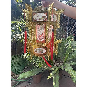 Mua Đèn lồng treo tết vàng nhựa phun màu 3 tầng cao 40cm