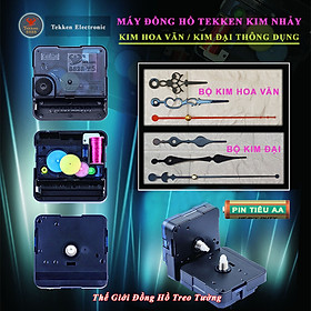 Máy Đồng Hồ Treo Tường Cao Cấp TEKKEN Kim Nhảy - Bộ Kim HOA VĂN hoặc KIM ĐẠI - Pin Tiểu AA Vỏ Nhôm - Bảo Hành 1 Năm