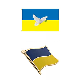 Ukraine Flag Peace Ukrainian Flag Banner 2×3 Ft with Brooch Party Bright