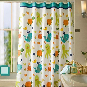 Màn Treo Nhà Tắm Cao Cấp Vải Dày Chống Nước ( 1m8x2m) - sinh vật biển