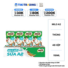 Thùng 48 Hộp Sữa Nestlé MILO A2 MỚI  (110ml / Hộp)