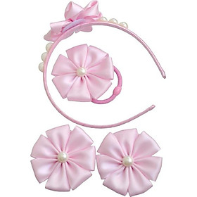 Hộp Cài Kẹp Cột Tóc Hoa Màu Hồng Latin Handmade LTK001