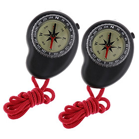 2x Professional Pocket Compass Hiking Camping with LED Light & Neck Strap