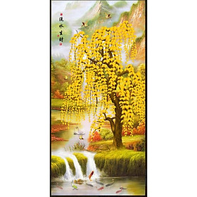 Tranh dán tường bàn thờ cây kim tiền 3D