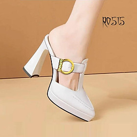 Giày sandal nữ cao gót 8 phân hàng hiệu rosata hai màu đen trắng thời trang ro515