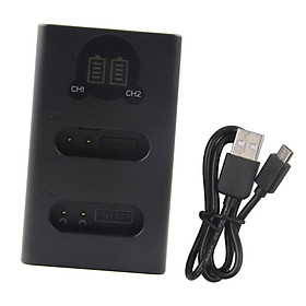 Camera Battery Charger Dual-Channel LCD Display for ENEL23, Micro USB/Type C