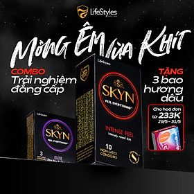 Combo Trải Nghiệm Đẳng Cấp - Bao cao su Lifestyles Skyn Intense Nonlatex 10 bao + 1 Bao cao su SKYN Elite 3 bao