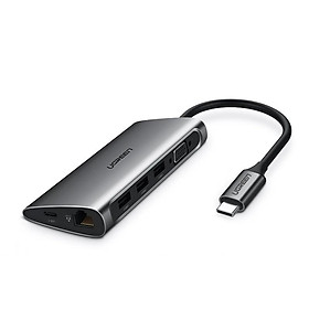 Ugreen UG50539CM179TK Bộ chuyển đổi TYPE C sang 3 USB 3.0 + VGA + LAN + SD TF + hỗ trợ nguồn TYPE C - HÀNG CHÍNH HÃNG