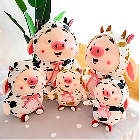 Thú nhồi bông heo tiktok cosplay bò sữa - Size từ 35cm đến 45cm -Quà tặng gấu. bông heo tiktok đáng yêu êm mịn