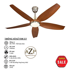 Mua Siêu Sales QUẠT TRẦN AZP- 5 CÁNH NHỰA  CÔNG XUẤT 70W  CÓ REMOTE- Hàng Nhập Khẩu