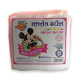 Bịch 10 Khăn sữa vải gạc dày cao cấp Mickey SUNBABY 4 lớp 100% cotton bông