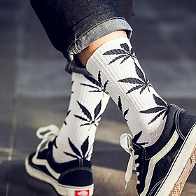 Set 3 Đôi Tất Cao Cổ Nam Họa Tiết Lá Tre Độc Đáo Khác Biệt Thời Trang Cool Ngầu TN88