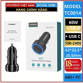 Mua Tẩu sạc CHOETECH TC0014 nhanh 60W  dùng trên ô tô (Hàng chính hãng)