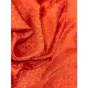 Vải Lụa Tơ Tằm Palacesilk hoa mai màu cam may áo dài, dệt thủ công#mềm mượt#nhẹ#thoáng mát, khổ rộng 90cm