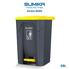 Mua Thùng rác nhựa gia đình SUMIKA B068  dung tích 68L  thùng màu xám  nắp vàng