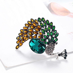Peacock Rhinestone Brooch Pin Women Wedding Bridal Crystal Jewelry Bag Gift
