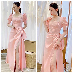 Đầm maxi cô dâu đi bàn xoè cổ U chéo TRIPBLE T DRESS - size S/M/L - MS29Y