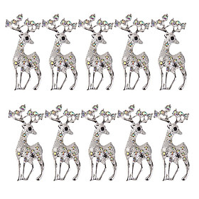 10 pcs Metal Rhinestone Crystal Deer Flatback Buttons Embellishments for Crafts Decoration Jewelry Making