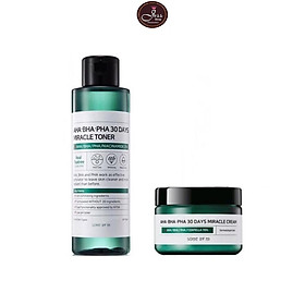 Combo toner + kem ngăn ngừa mụn some by mi aha-bha-pha 30 days miracle toner cream
