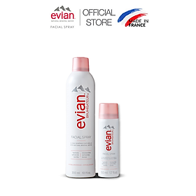 Combo 2 xịt khoáng cấp ẩm và làm dịu da Evian 300ml + 50