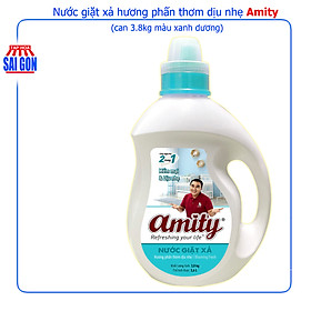 Nước Giặt Xả Amity màu xanh dương hương phấm thơm dịu nhẹ can 3.8kg giúp