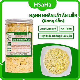 Hạnh Nhân Lát Ăn Liền HSaHa - Hạt Hạnh Nhân Cắt Lát Mỏng Rang Mộc - Giòn, Béo, Thơm, Ngon - Hộp 500g