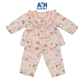 Bộ quần áo Dài bé gái họa tiết Cún Hồng Xô sợi tre - AICDBGP8ZCSP - AIN Closet