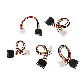 5Pcs 7.7in 4pin Female to 15pin SATA Male Power Adapter Cable for PC Case