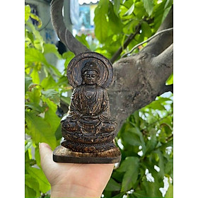 Tượng phật A Di Đà phong thủy gỗ trầm hương sánh chìm cầu may mắn, sức khoẻ và tài lộc để bàn làm việc, taplo xe ô tô
