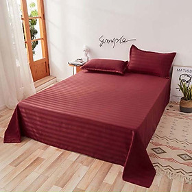 Bộ Ga Gối Cotton Kẻ 3F Lidaco Chuyên Dụng Cho Khách Sạn - Đỏ Đô