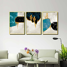 Bộ 3 tranh canvas treo tường Decor Họa tiết trừu tượng, phong cách hiện đại - DC149