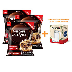 [Tặng Bộ bình ly Lumiarc 750ml & 200ml NESCAFE] Combo 3 Bịch Cà phê đen hòa tan NESCAFÉ CAFÉ VIỆT (Túi 35 gói x 16g)