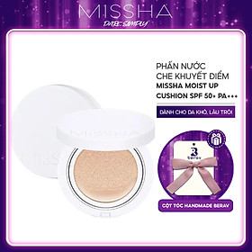 Phấn Nước Dưỡng Ẩm Giúp Da Bóng Khỏe Missha Magic Cushion Moist Up SPF50+ PA+++ 15g ( trắng) - Tặng Kèm Cột Tóc Nơ BERAV Handmade Annie Ribbon Giao Màu Ngẫu Nhiên