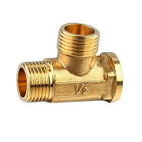 1/2 inch // 3 Way Brass Male Male Female Tee Fitting Pipe Connector T-Junction - Thickened Wall - High and Low Temperature Resistant