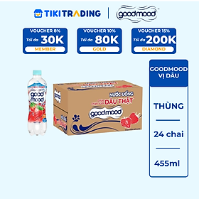[HSD: 02.01.2027] Thùng 24 chai nước uống Good Mood vị dâu (450ml/chai)