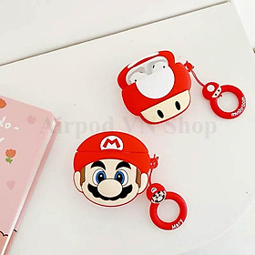 Bao Case Ốp dành cho Airpods 1- 2, Airpods Pro silicon 3D Mario & Mushroom cao cấp