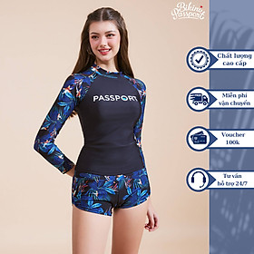 Đồ bơi Nữ BIKINI PASSPORT kiểu Quần short, áo tay dài Logo - màu Floral - BS346_FLO
